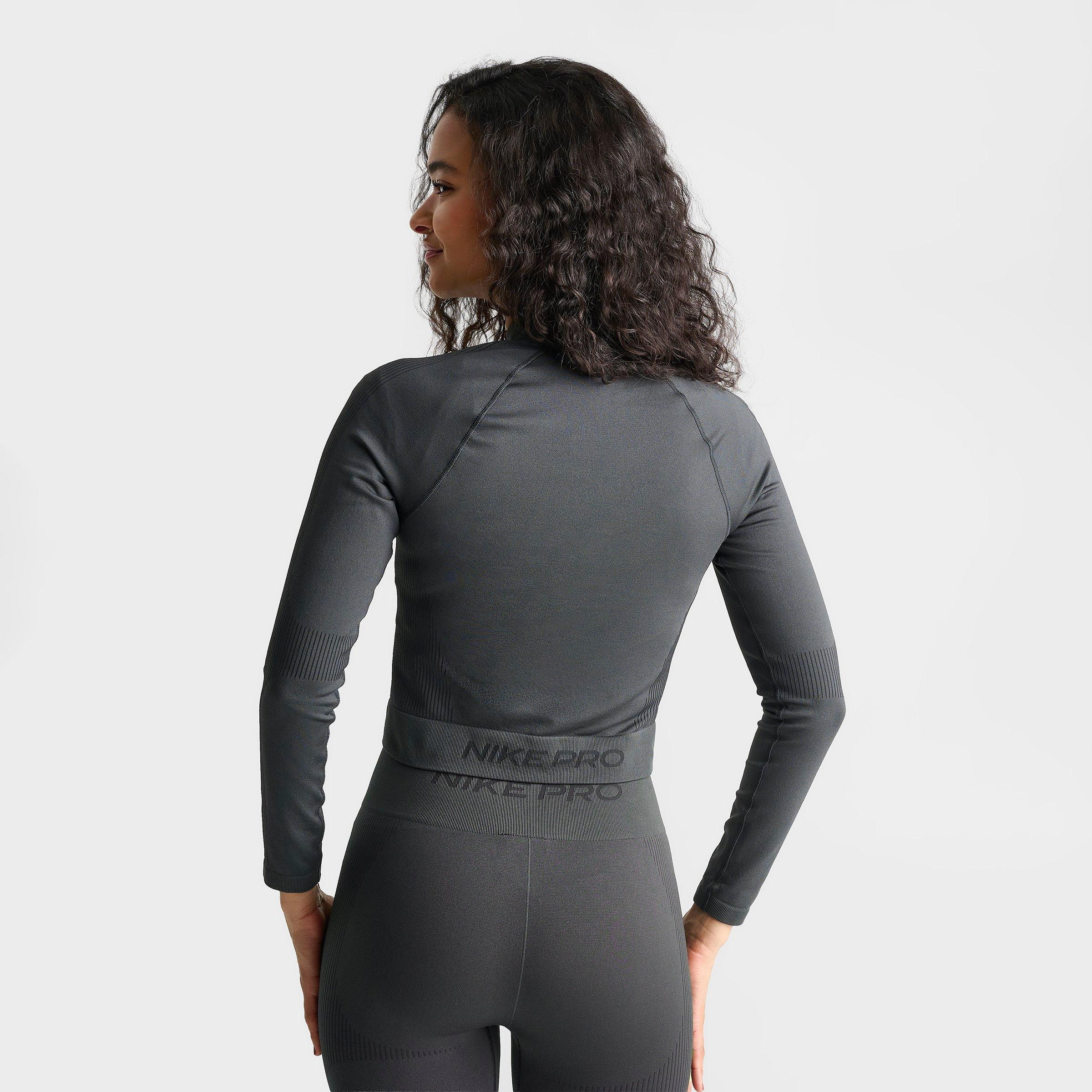 Women's Nithtke Pro Seamless Cropped Full-Zip Training Top - Dark Smoke Grey