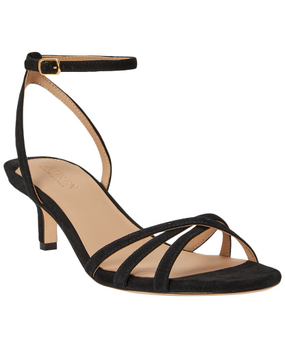 Lauren Ralph Lauren Women's Kendyl Kitten Heel Sandals - Black