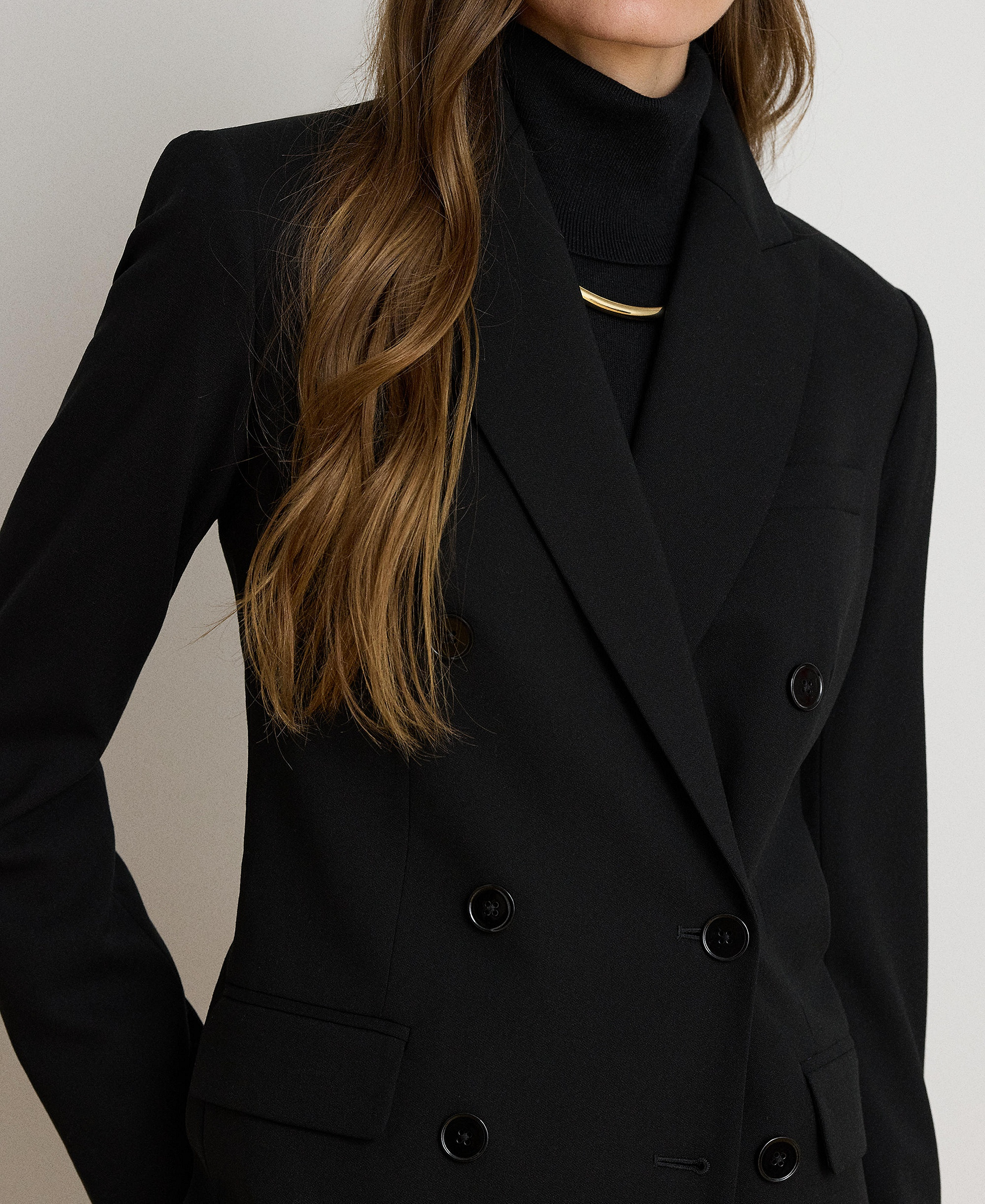 Lauren Ralph Lauren Women's Double-Breasted Wool Crepe Blazer - Polo Black