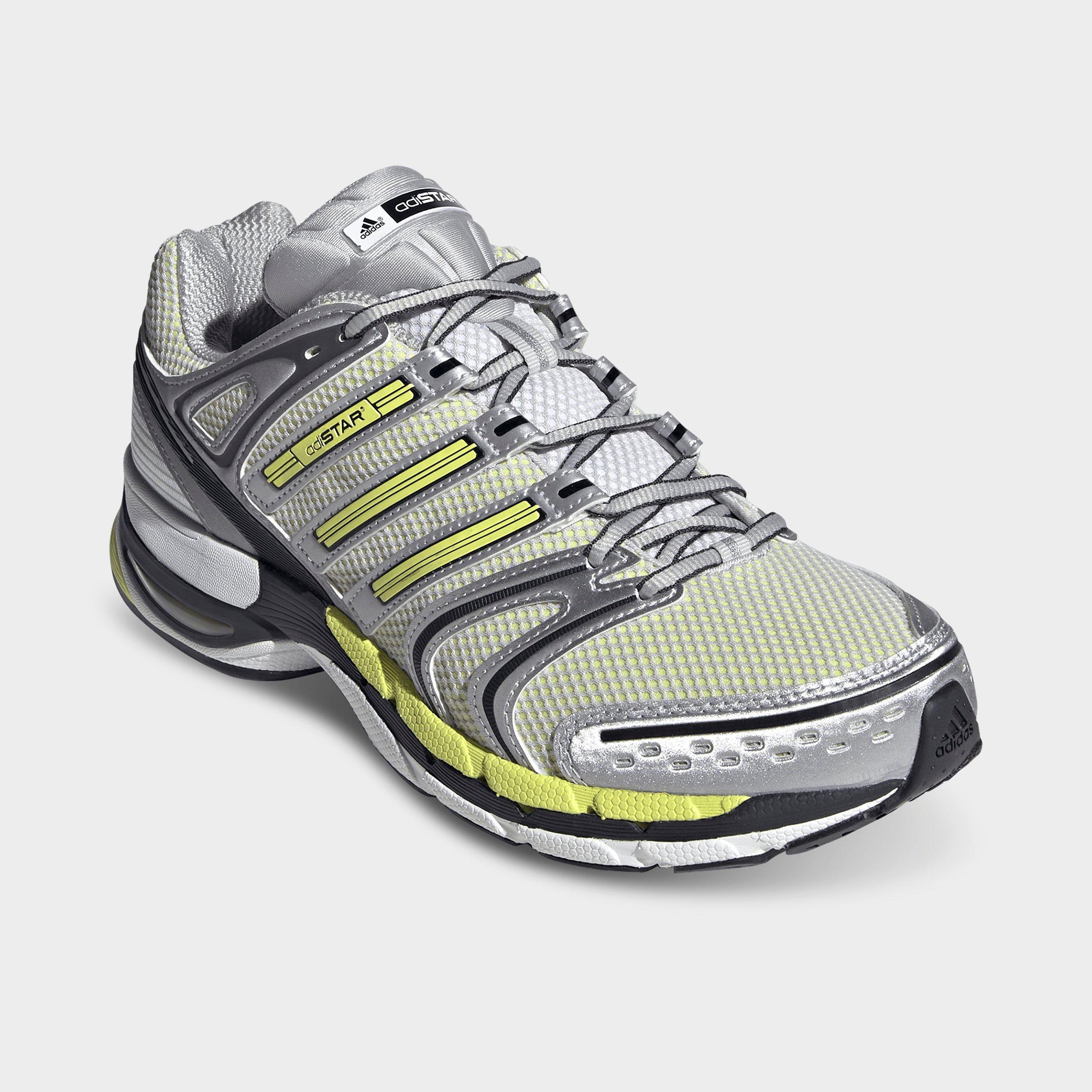 Men's adidas Adistar Control 5 Casual Shoes - Part 1 - Grey/Semi Frozen Lemon/Utility Black - Both shoes facing left