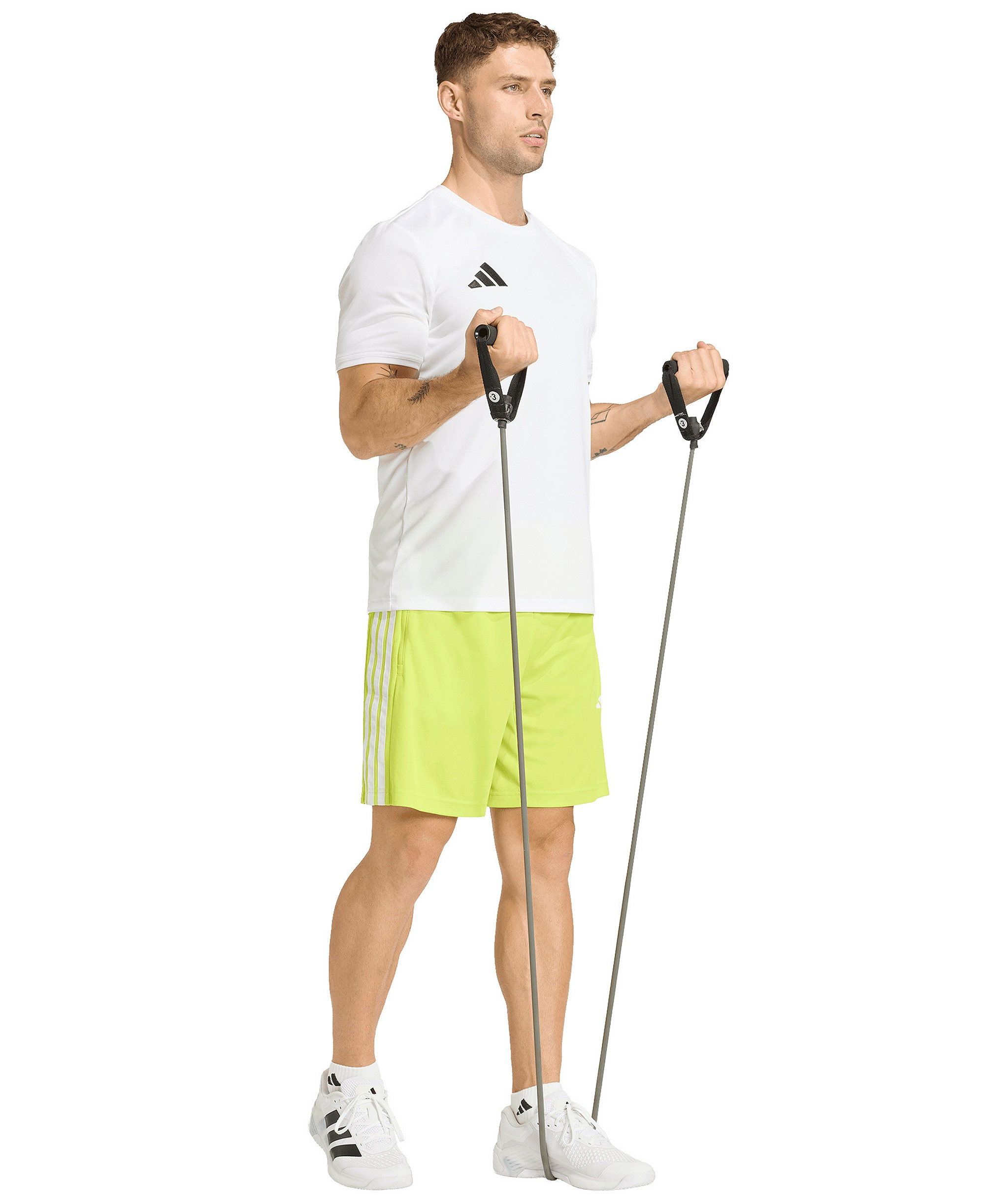 adidas Men's Workout Essentials Three-Stripes Train Shorts - Semi Solar Yellow