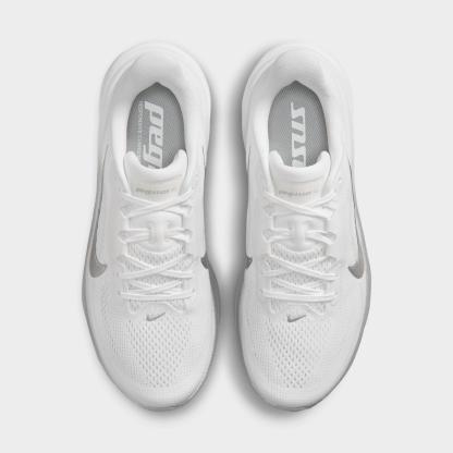 Women's Nithtke Pegasus 42 Running Shoes - Part 2 - White/Wolf Grey/Cool Grey/Metallic Silver - Top view