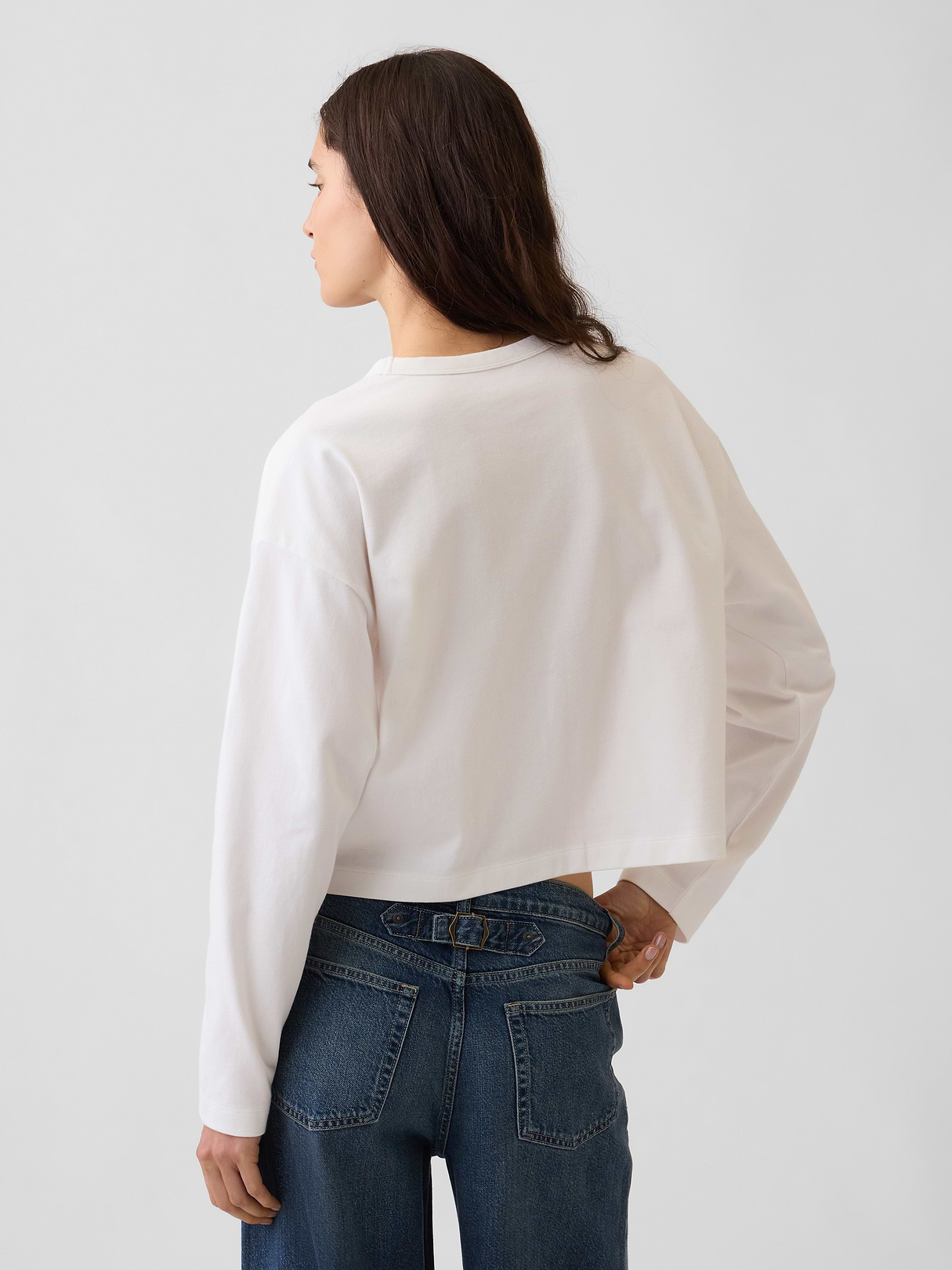 Knit Oversized Crop T-Shirt - Fresh white