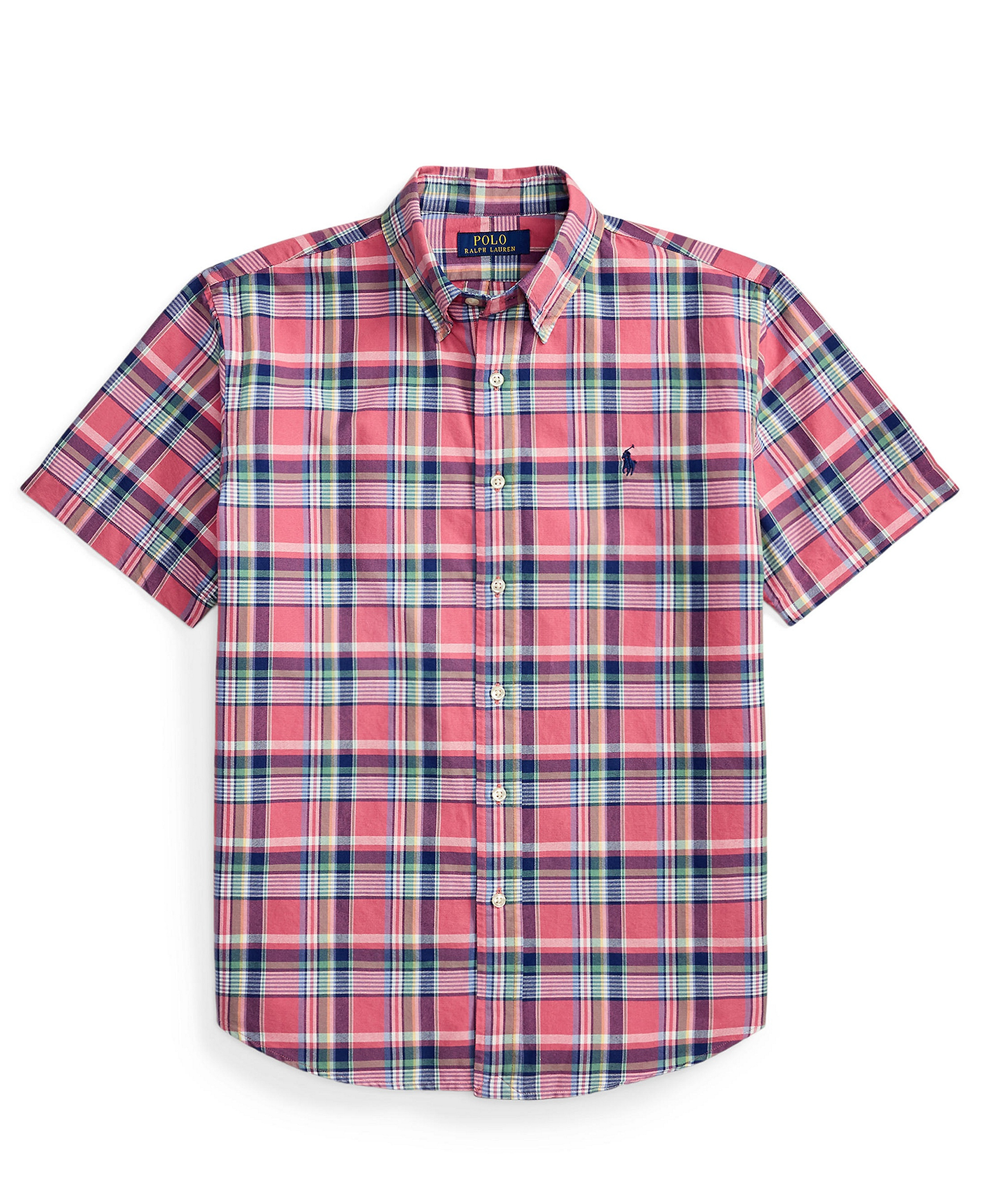 Polo Ralph Lauren Men's Classic-Fit Short-Sleeve Oxford Shirt - Pink Blue Multi