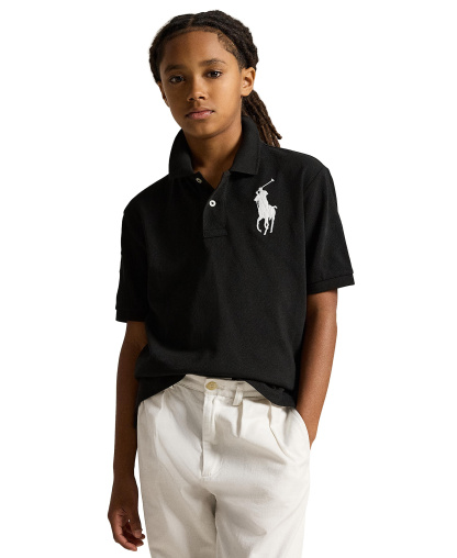 Polo Ralph Lauren Boys' 8-20 Big Pony Cotton Mesh Short-Sleeve Polo Shirt - Polo Black/White