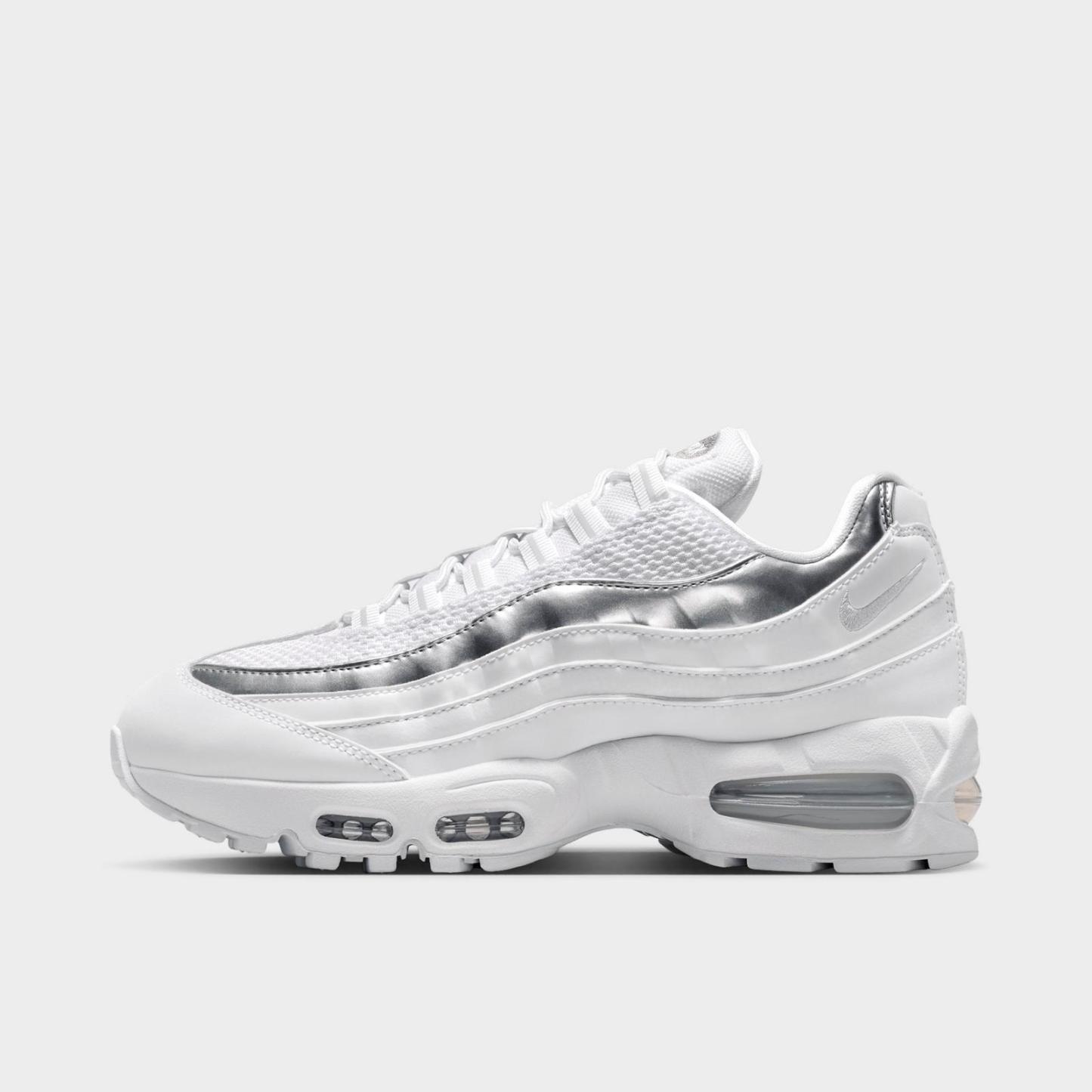 Women's Nike Air Max 95 Big Bubble Casual Shoes - White/Light Charcoal/Metallic Silver/Pure Platinum