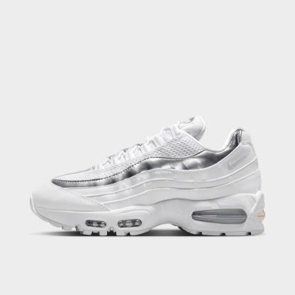 Women's Nike Air Max 95 Big Bubble Casual Shoes - White/Light Charcoal/Metallic Silver/Pure Platinum