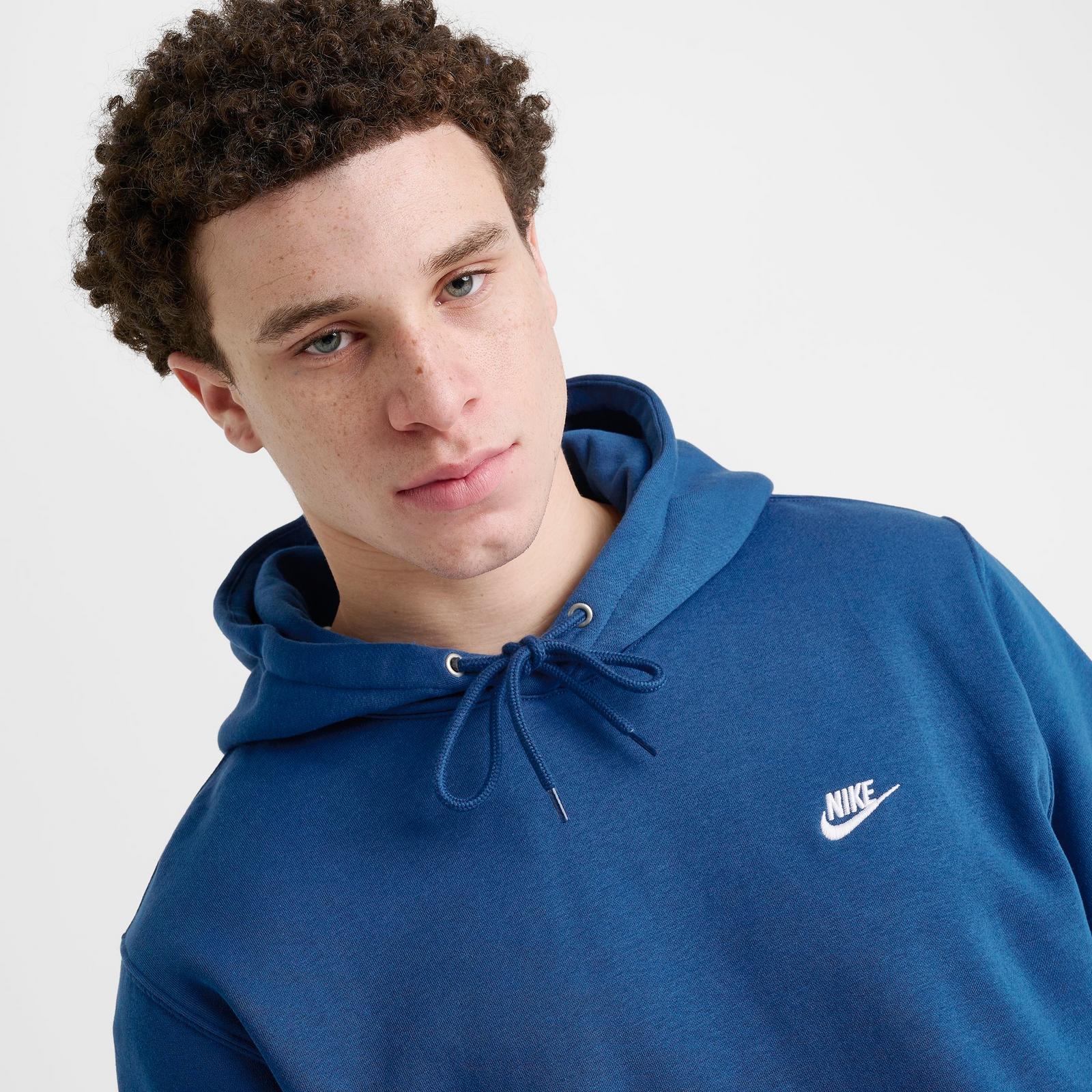Men's Nike Club Fleece Premium Embroidered Pullover Hoodie - Court Blue/Court Blue (FN3859-477)
