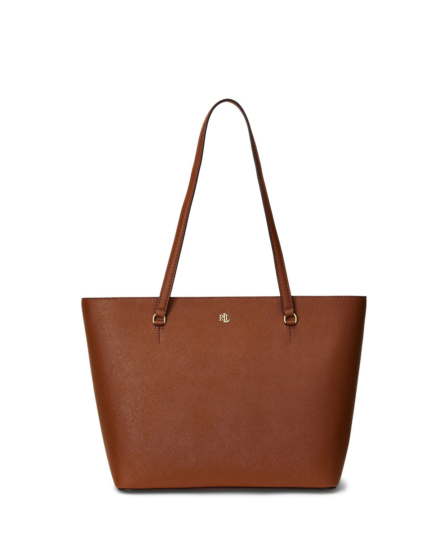 Lauren Ralph Lauren Crosshatch Leather Karly Medium Shopper Tote Handbag - Lauren Tan
