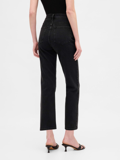 High Rise ’90s Slim Straight Crop Jeans - Black
