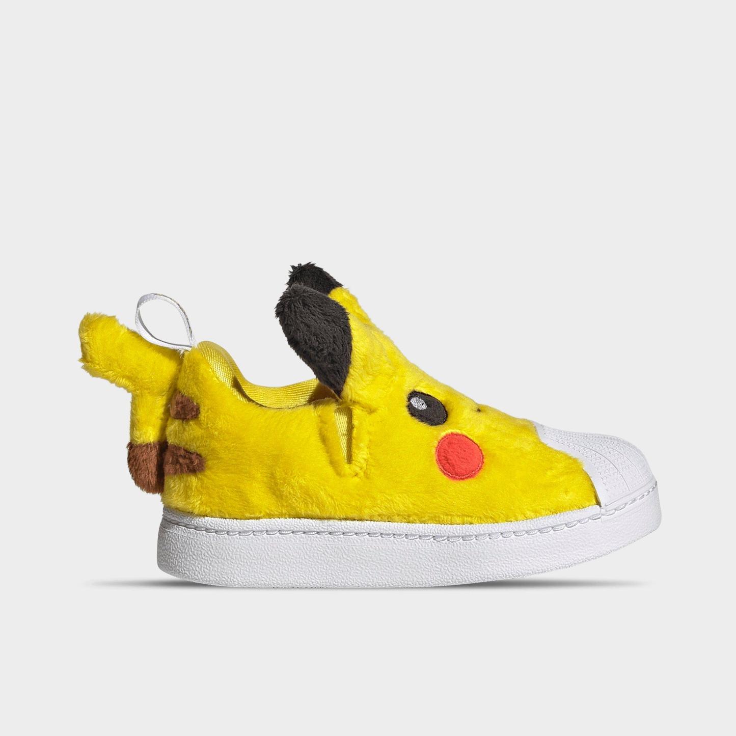Kids' Toddler adidas x Pokemon Superstar Quickon Casual Shoes - Yellow/Core Black/Cloud White - Left shoe facing left. Outside of the shoe.