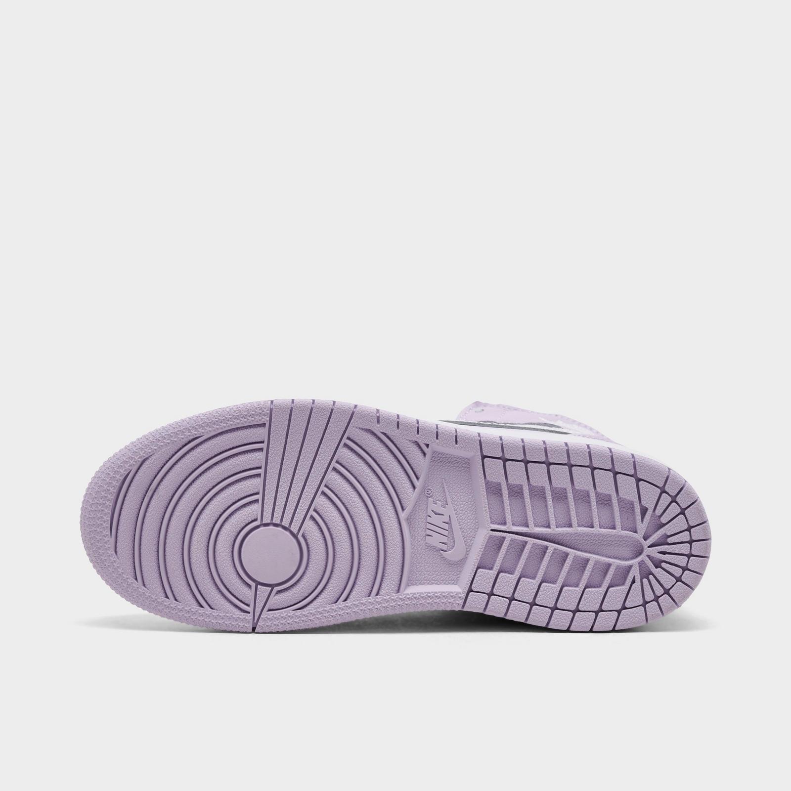 Little Kids' Air Jordan Retro 1 Mid Casual Shoes - Violet Mist/Barely Grape/White - view 6