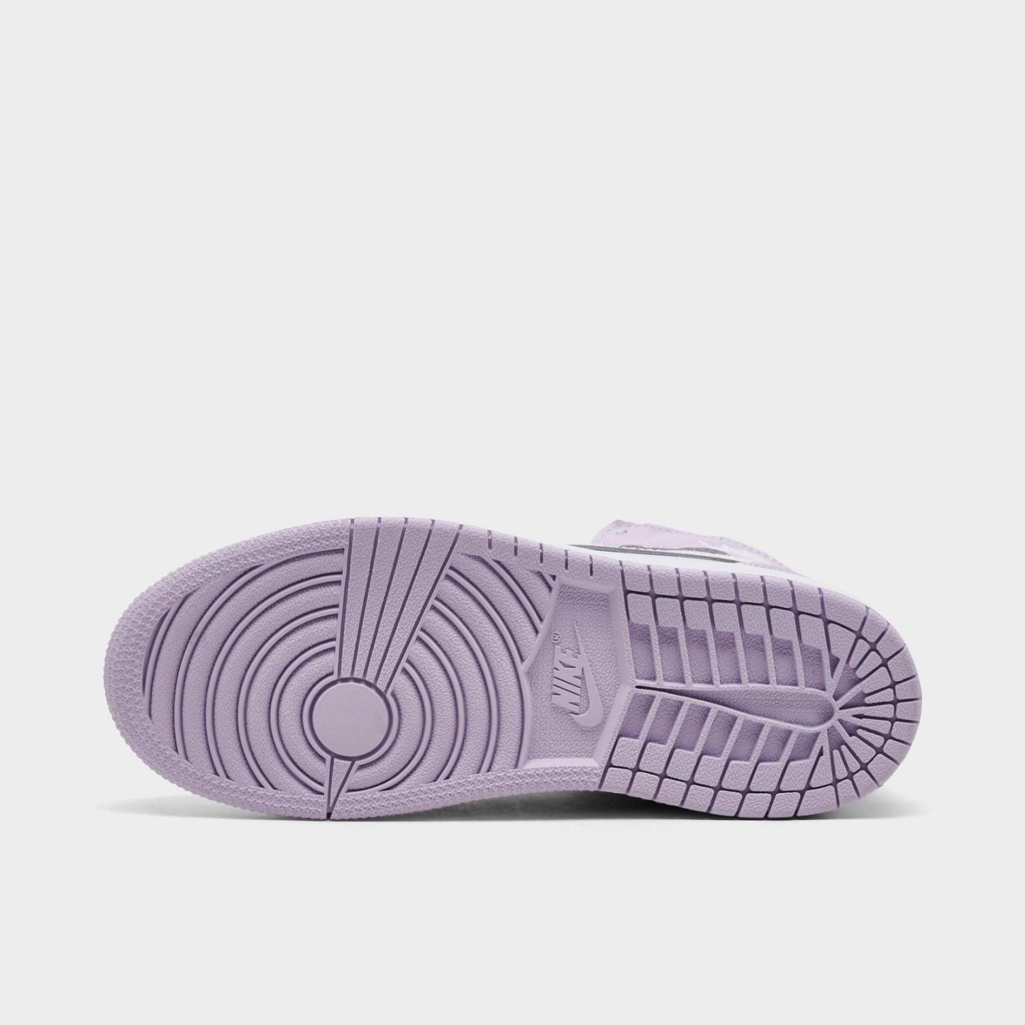 Little Kids' Air Jordan Retro 1 Mid Casual Shoes - Violet Mist/Barely Grape/White - view 6