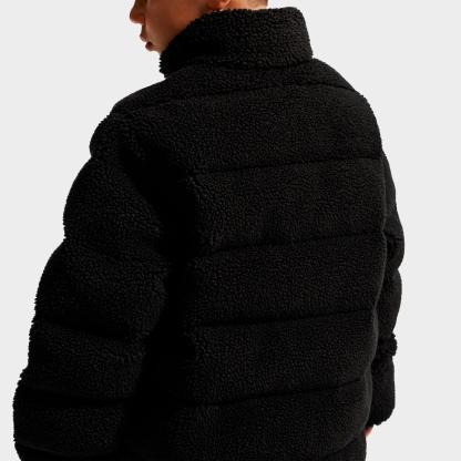 Big Kids' Nithtke Sportswear Therma-FIT Loose Sherpa Full-Zip Puffer Jacket - Black/White