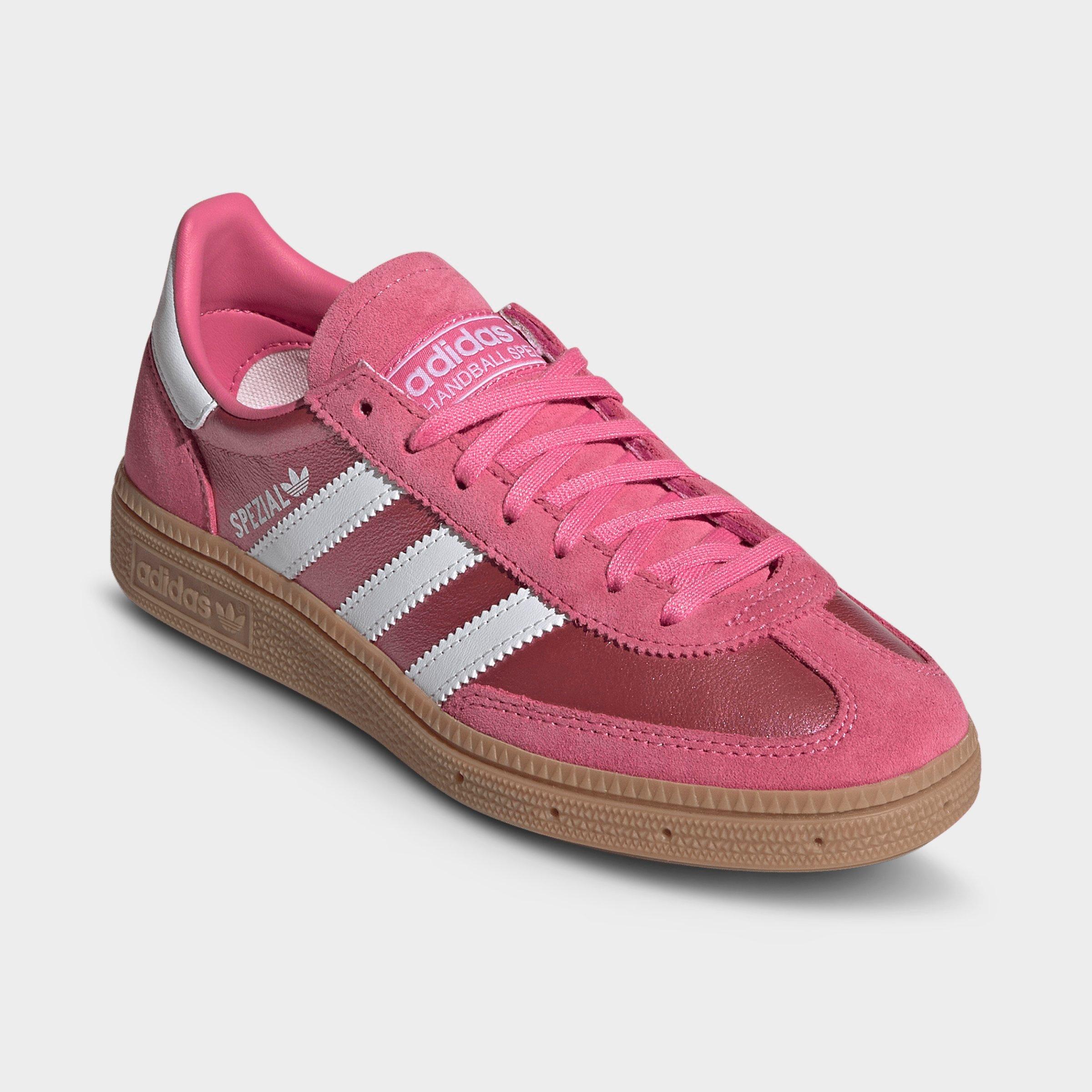 Big Kids' adidas Originals Handball Spezial Casual Shoes - Part 1 - Pink Fusion/White/Gum - Both shoes facing left