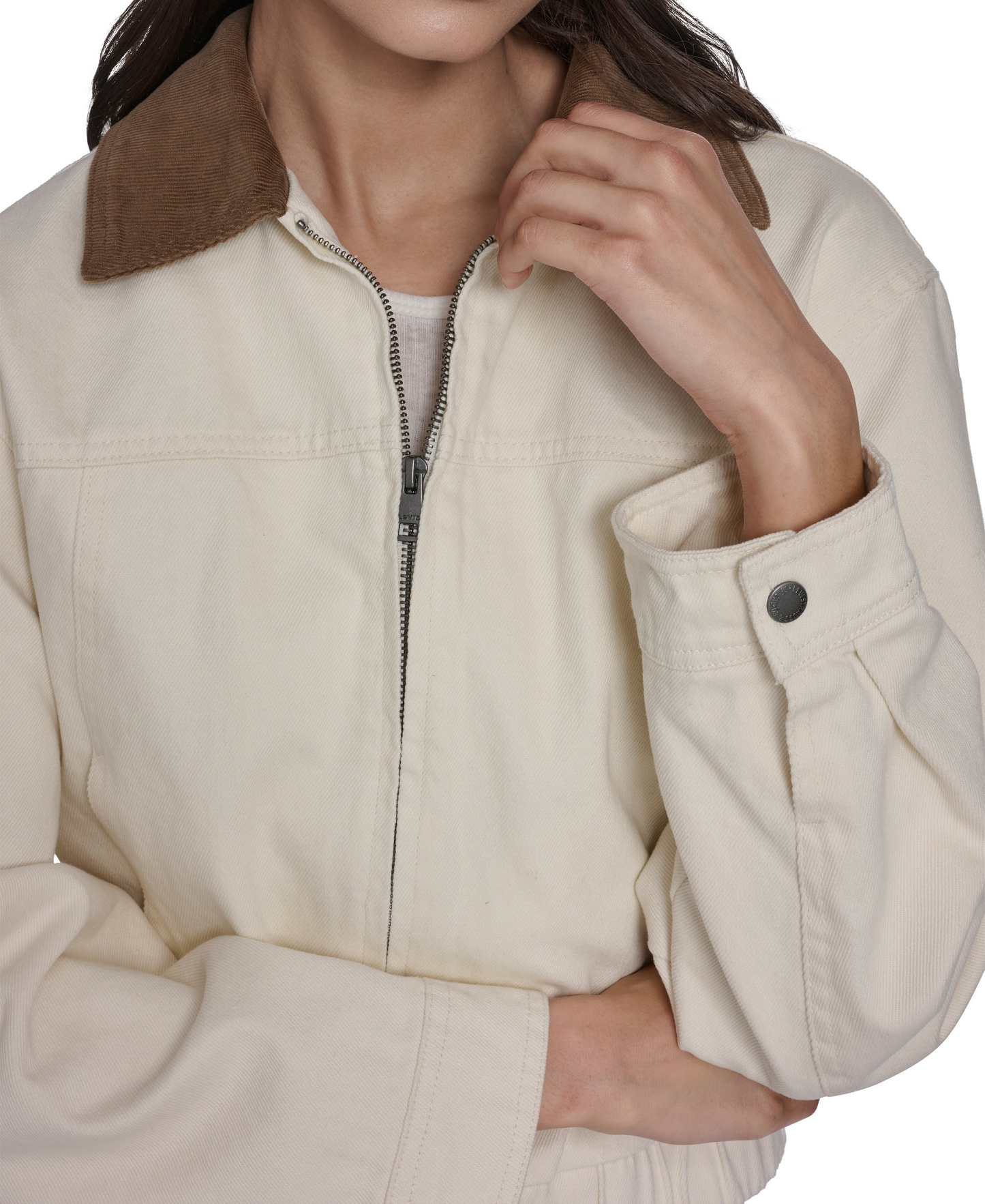Levi's Women's Zip-Front Laydown Collar Coat - Ecru