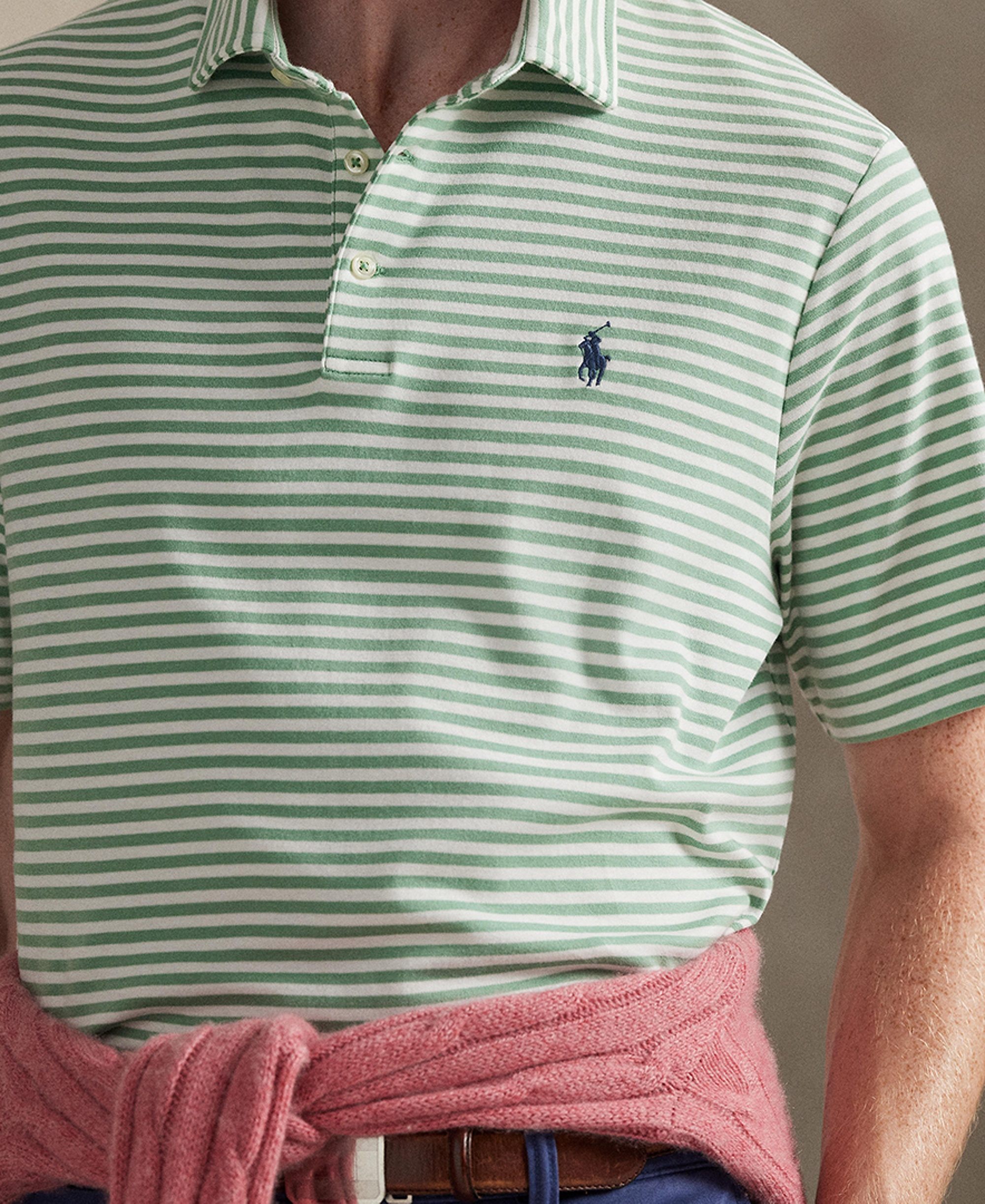 Polo Ralph Lauren Men's Classic Stripe Polo Shirt - Faded Mint/White
