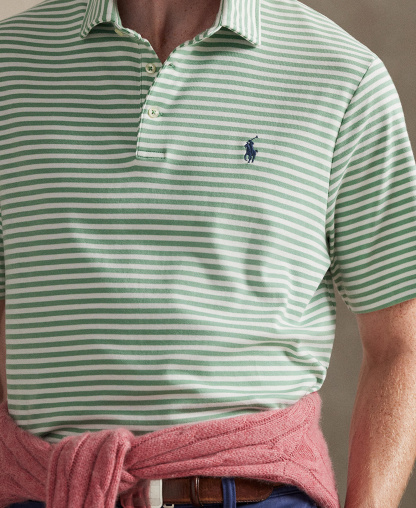 Polo Ralph Lauren Men's Classic Stripe Polo Shirt - Faded Mint/White