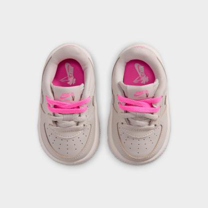 Infant and Kids' Toddler Nithtke Force 1 Low Casual Shoes - Part 1 - Light Bone/Playful Pink/Fauna Brown/Light Bone - Top view