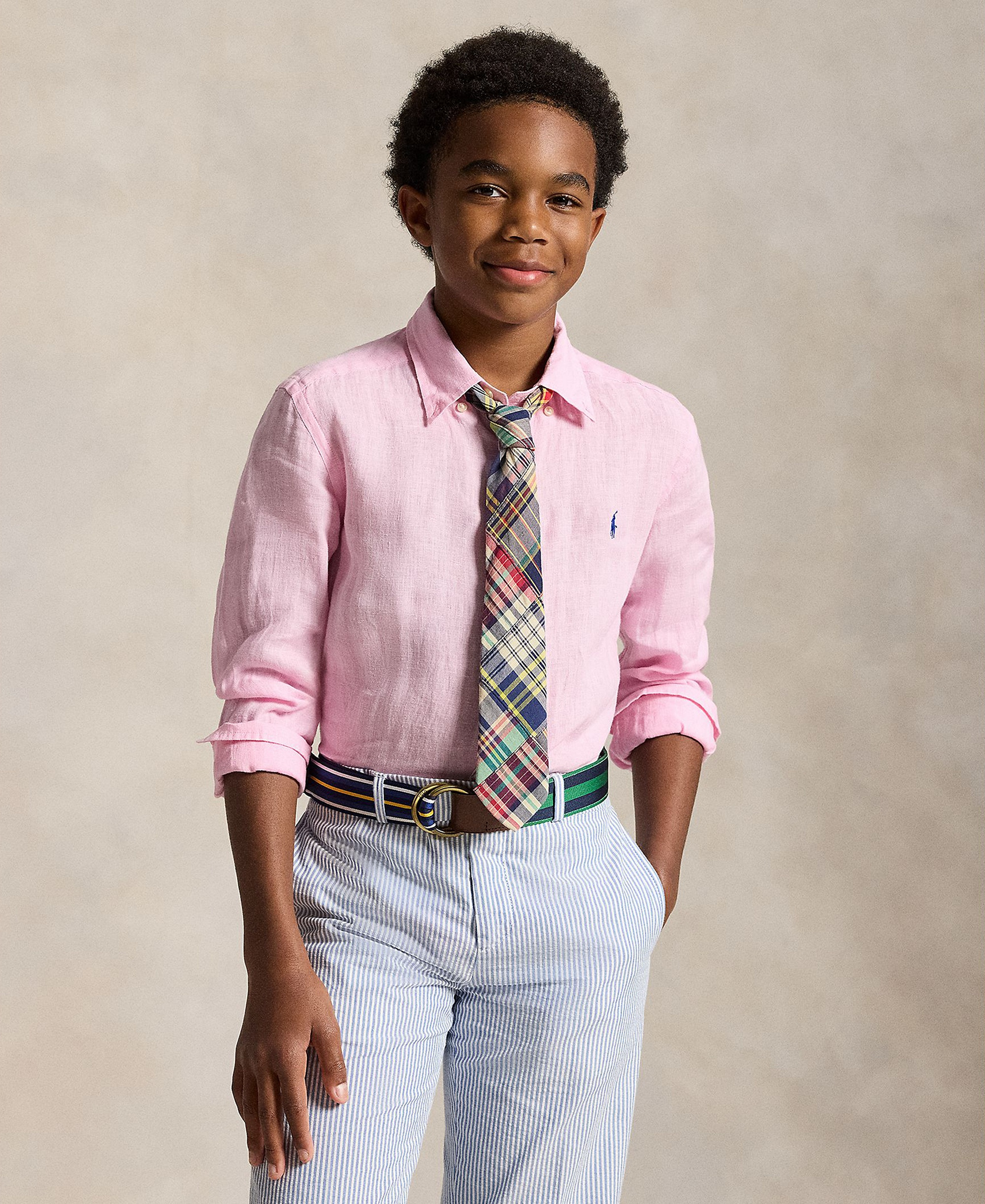 Polo Ralph Lauren Boys' 8-20 Linen Shirt - Caramel Pink