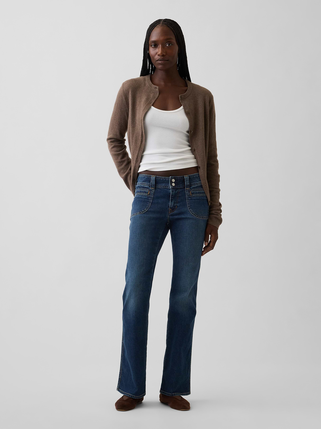 Low Rise Long & Lean Split-Hem Jeans - Dark wash indigo