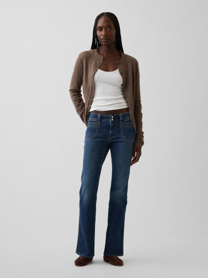 Low Rise Long & Lean Split-Hem Jeans - Dark wash indigo