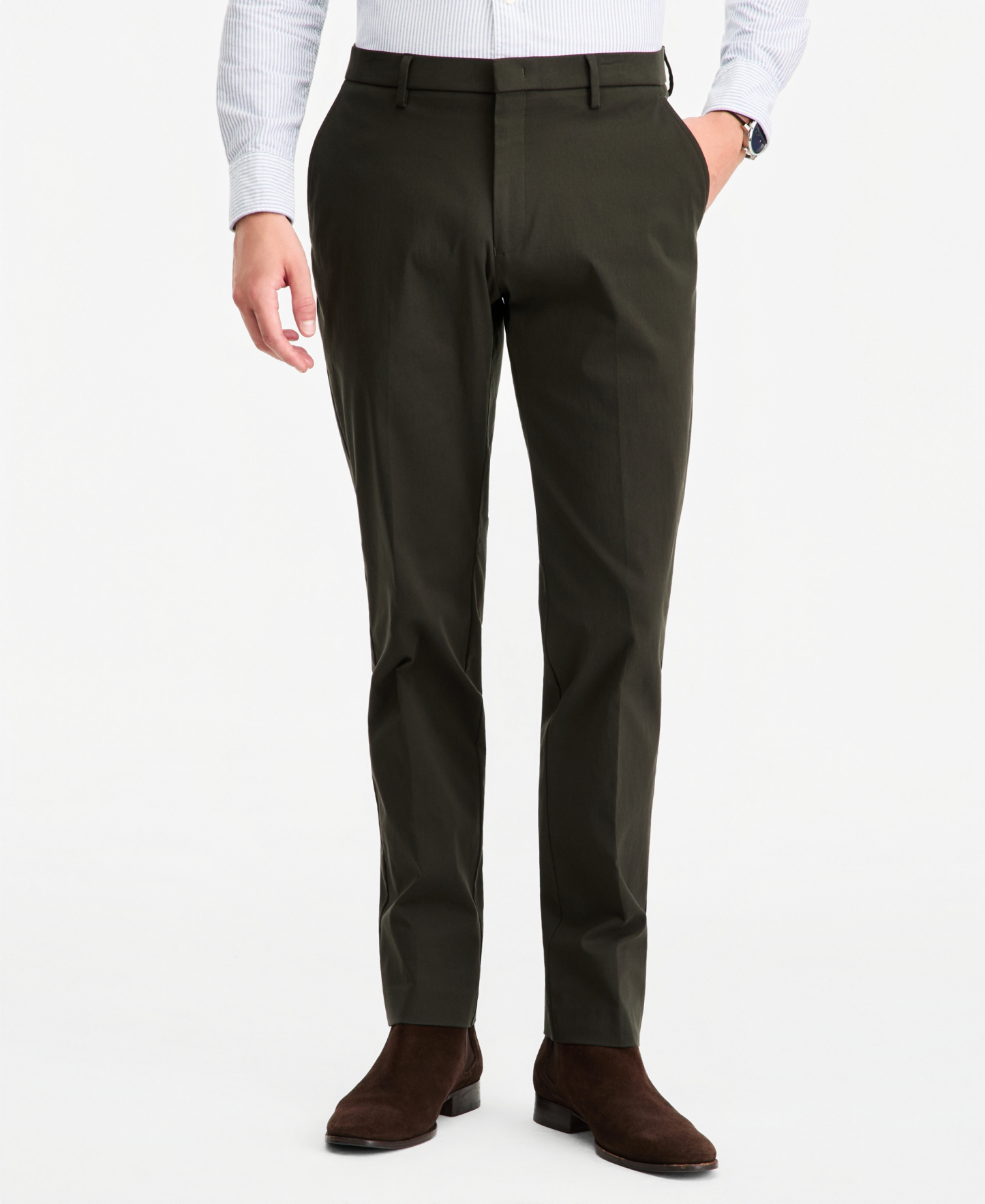 Tommy Hilfiger Men's Modern-Fit Stretch Dress Fall Pants - Olive Green