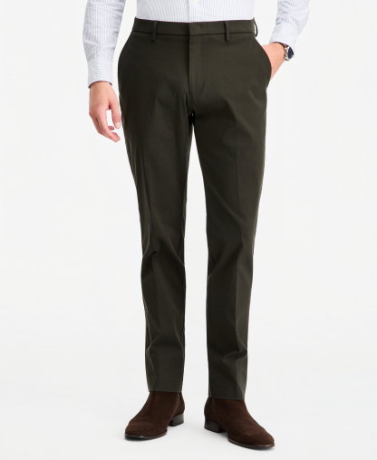 Tommy Hilfiger Men's Modern-Fit Stretch Dress Fall Pants - Olive Green