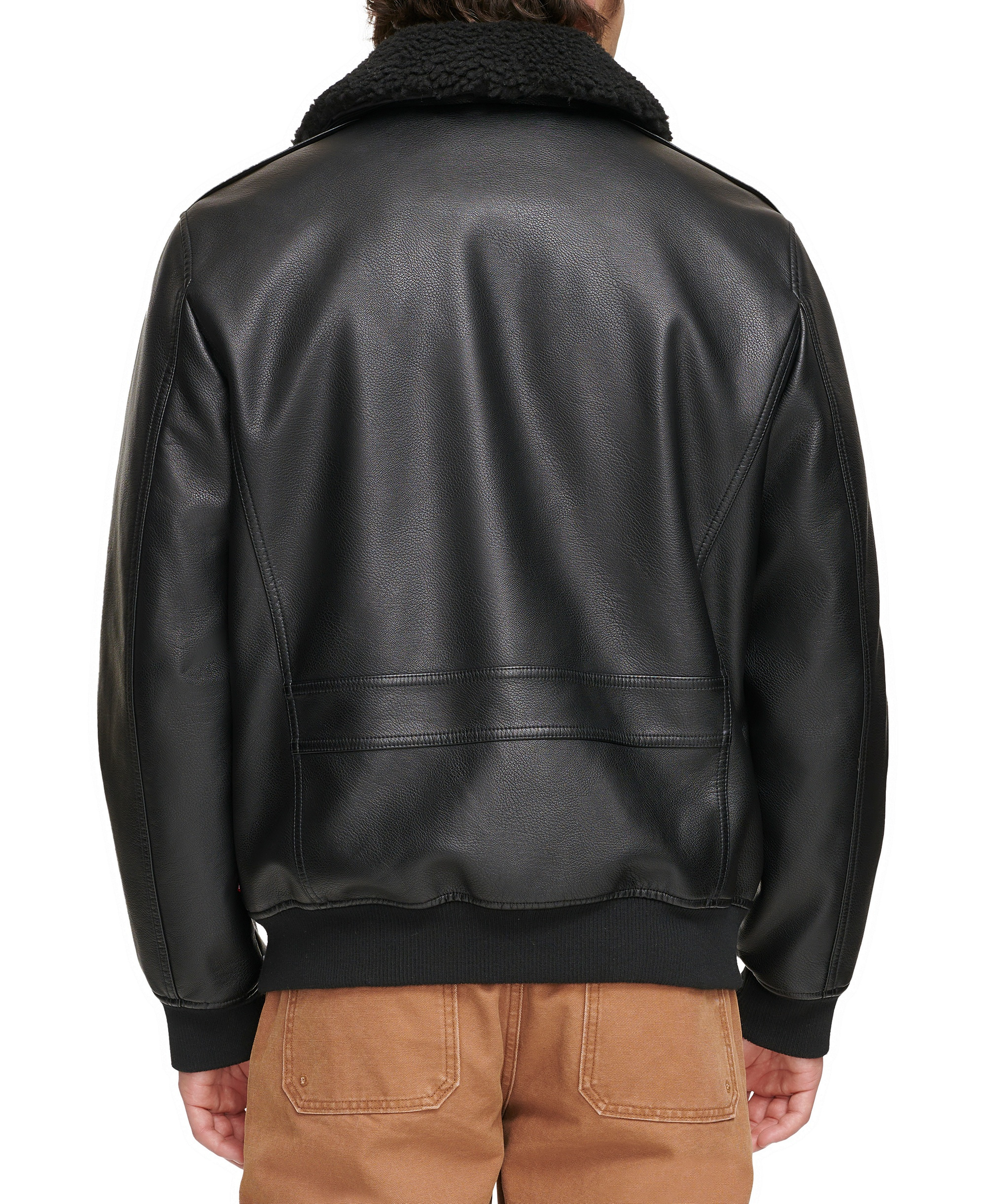 Levi's Men's Sherpa Collar Faux Leather Bomber Jacket - Black