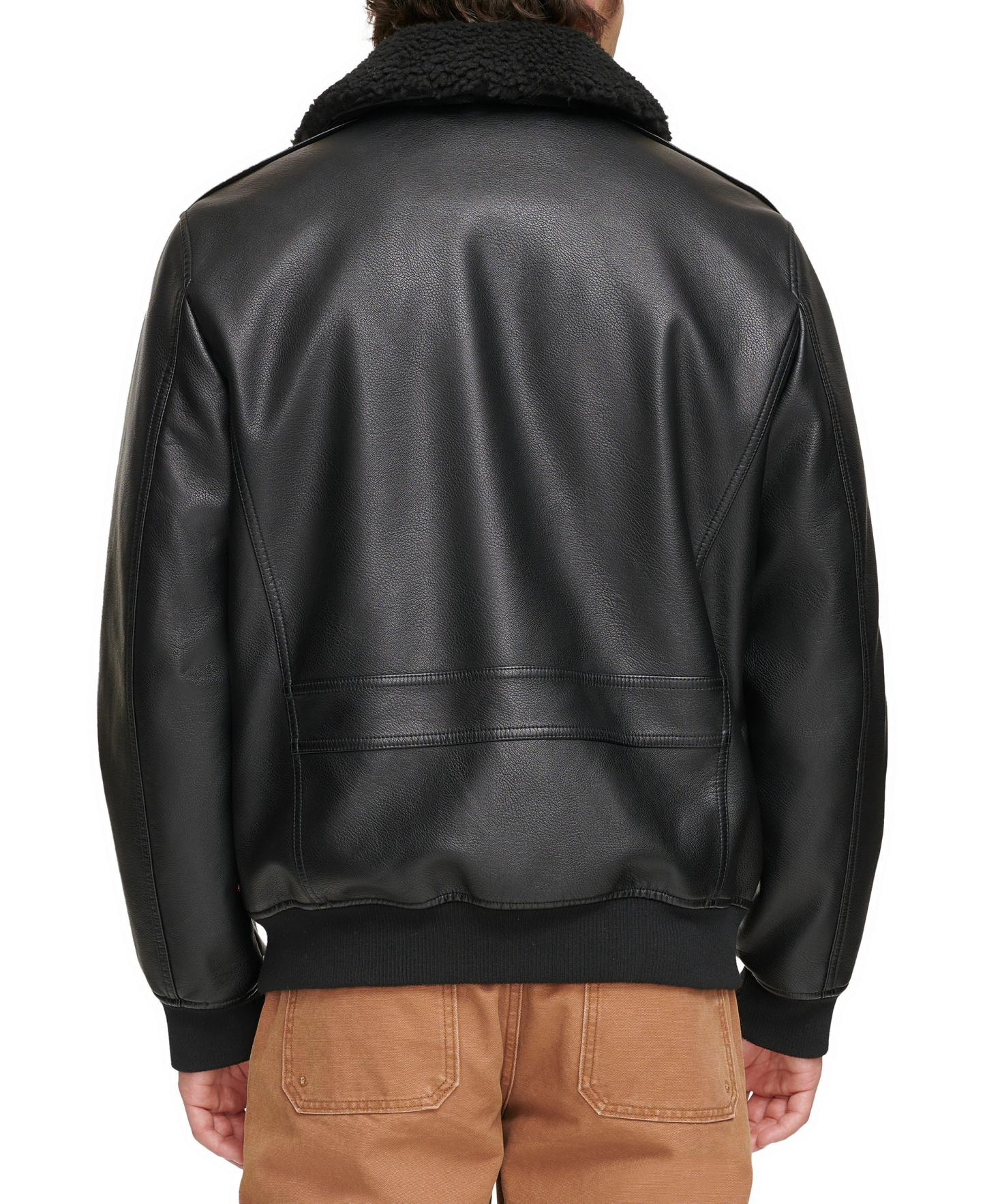 Levi's Men's Sherpa Collar Faux Leather Bomber Jacket - Black