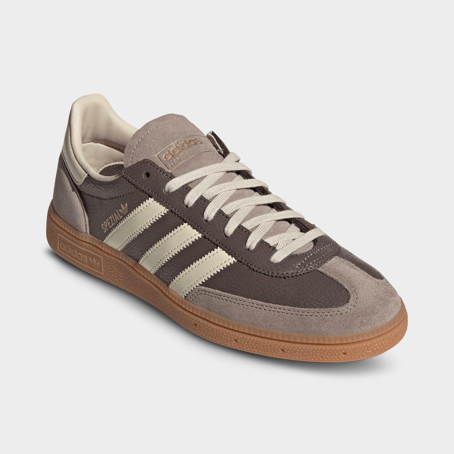 Men's adidas Originals Handball Spezial Casual Shoes - Part 1 - Earth Strata/Warm Vanilla/Gum - Both shoes facing left
