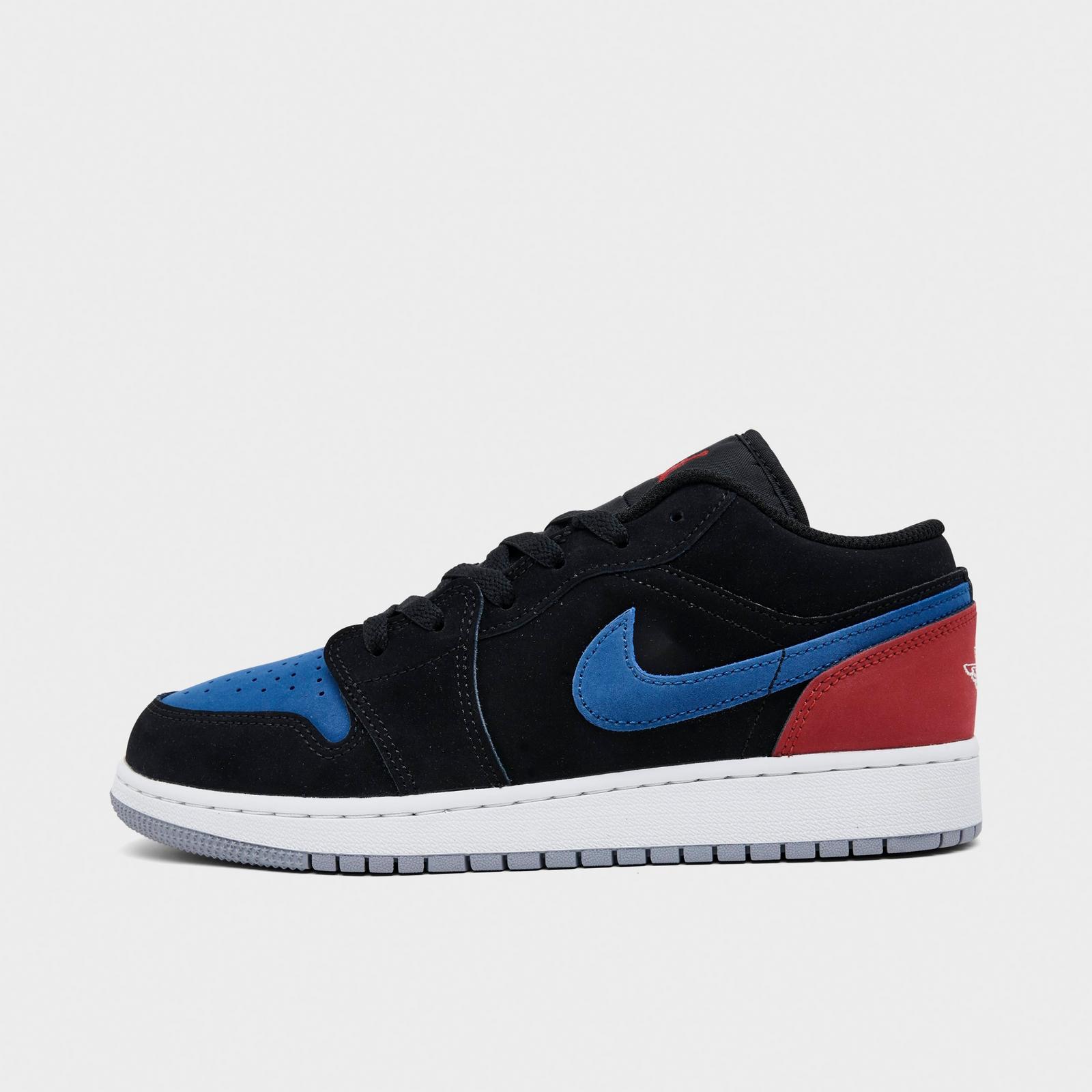 Big Kids' Air Jordan Retro 1 Low Casual Shoes - Black/Summit White/True Blue/University Red - view 1