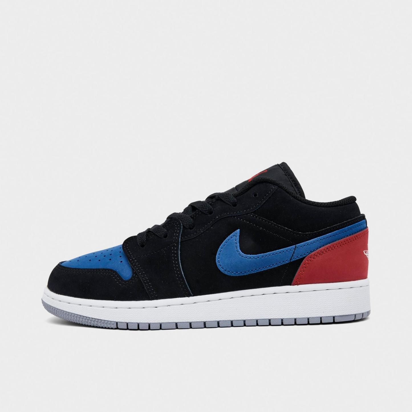 Big Kids' Air Jordan Retro 1 Low Casual Shoes - Black/Summit White/True Blue/University Red - view 1