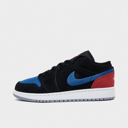 Big Kids' Air Jordan Retro 1 Low Casual Shoes - Black/Summit White/True Blue/University Red - view 1