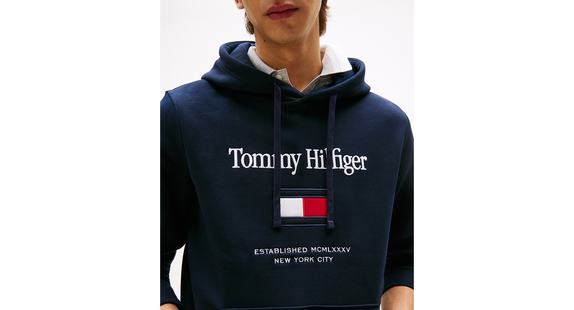 Tommy Hilfiger Men's Embroidered Flag Hoodie - Desert Sky