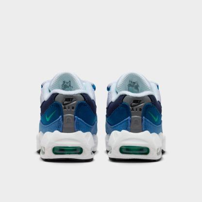 Kids' Toddler Nithtke Air Max 95 Casual Shoes - White/Lake Blue/French Blue/Emerald Green - Back view