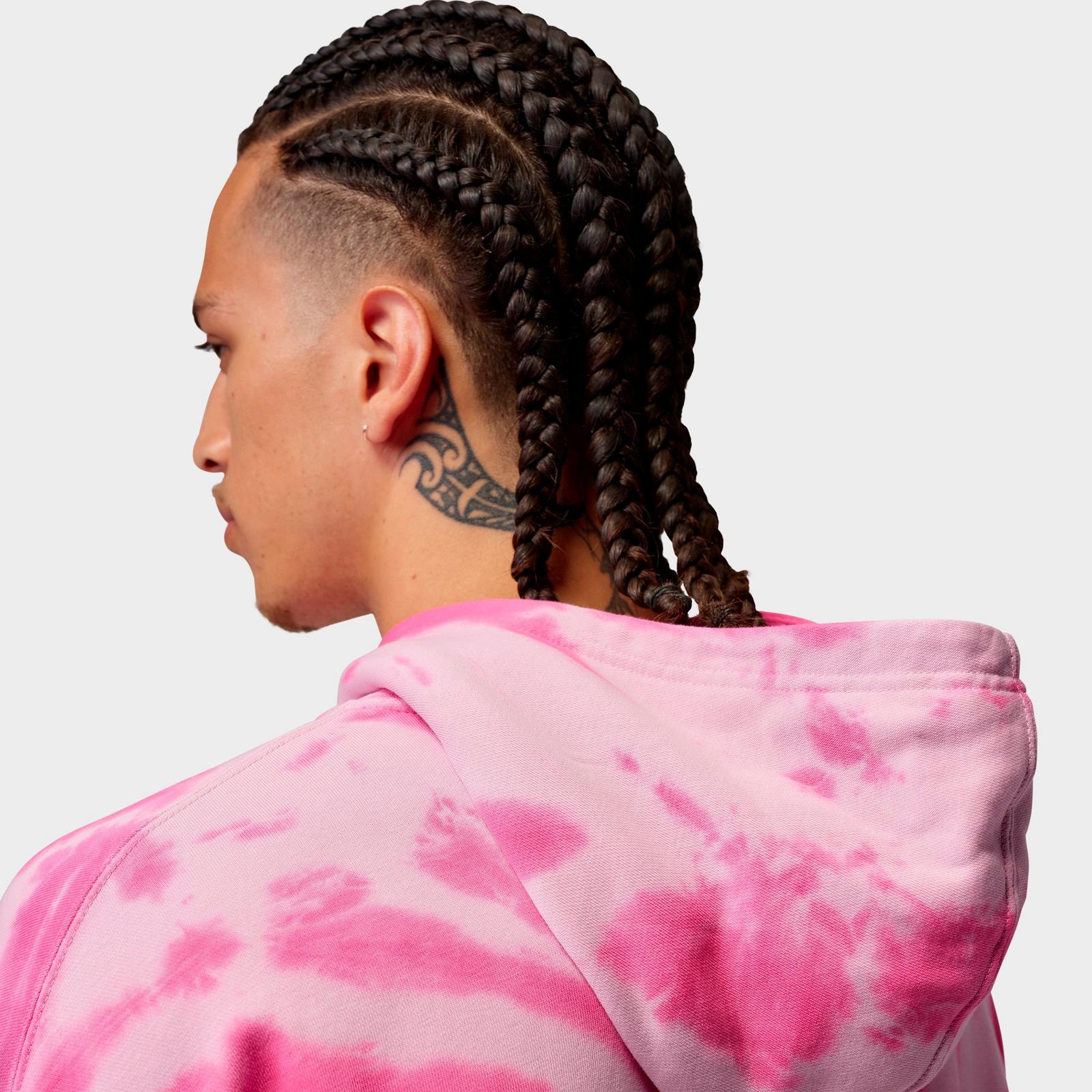 Men's Jordan Brooklyn Fleece Tie-Dye Festival Pullover Hoodie - Iced Carmine/Pinksicle/Pale Ivory - view 7