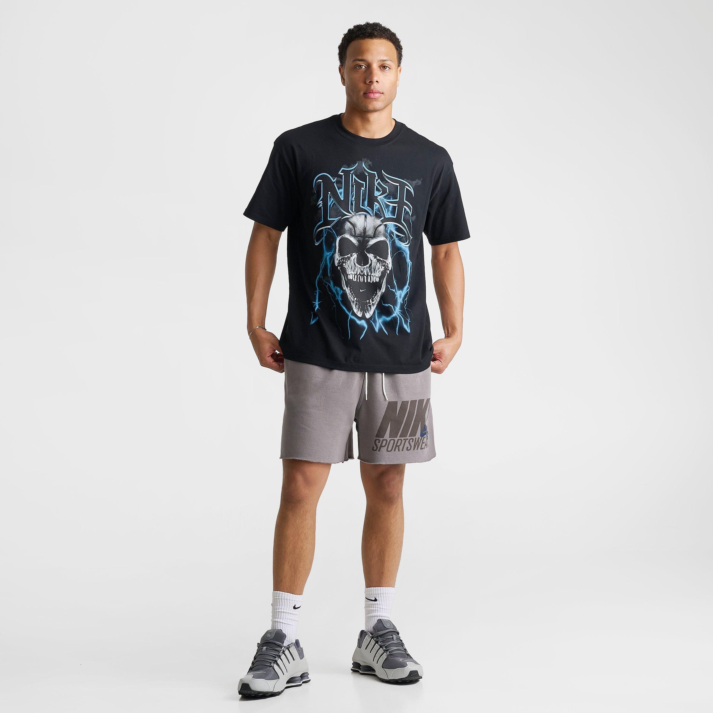 Men's Nithtke Basketball Skull Lightning Graphic T-Shirt - Black