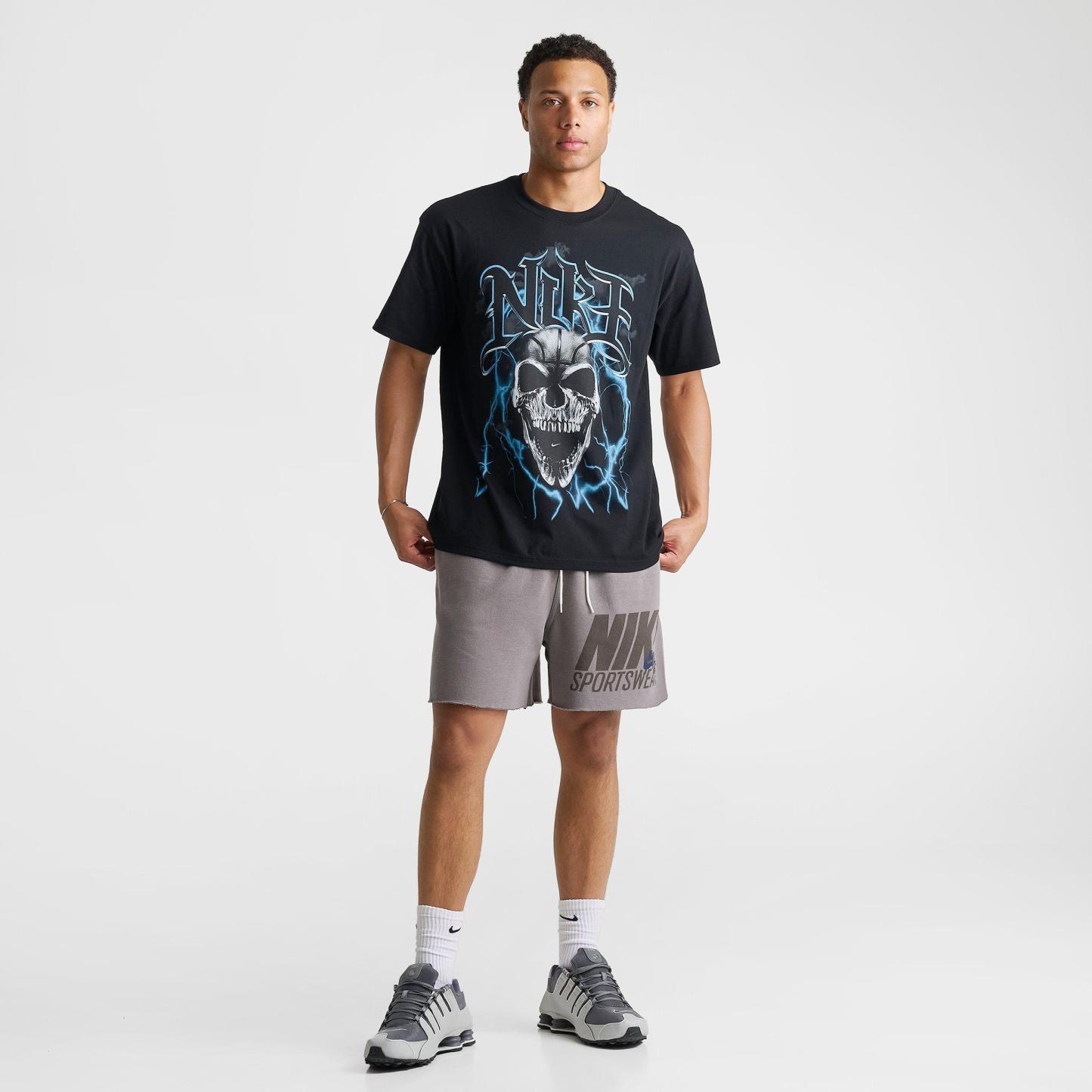 Men's Nithtke Basketball Skull Lightning Graphic T-Shirt - Black
