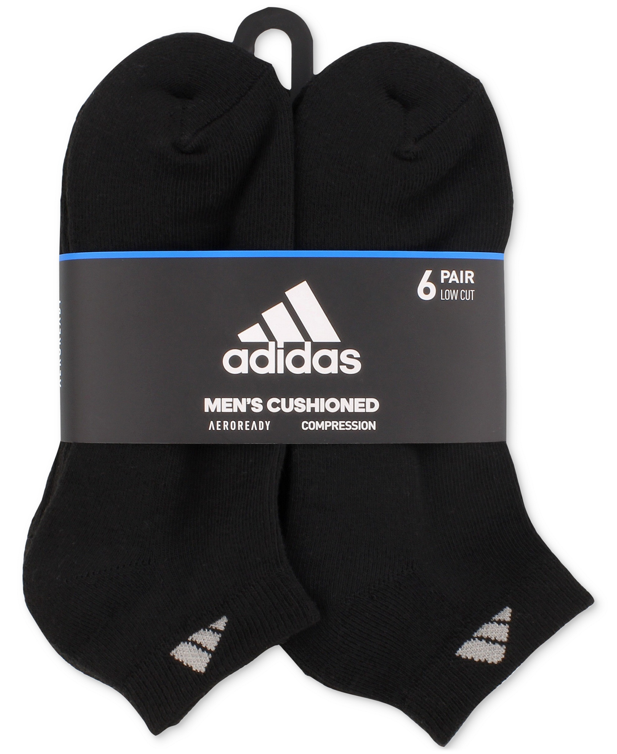 adidas Men's Cushioned Athletic 6-Pack Low Cut Socks - Black