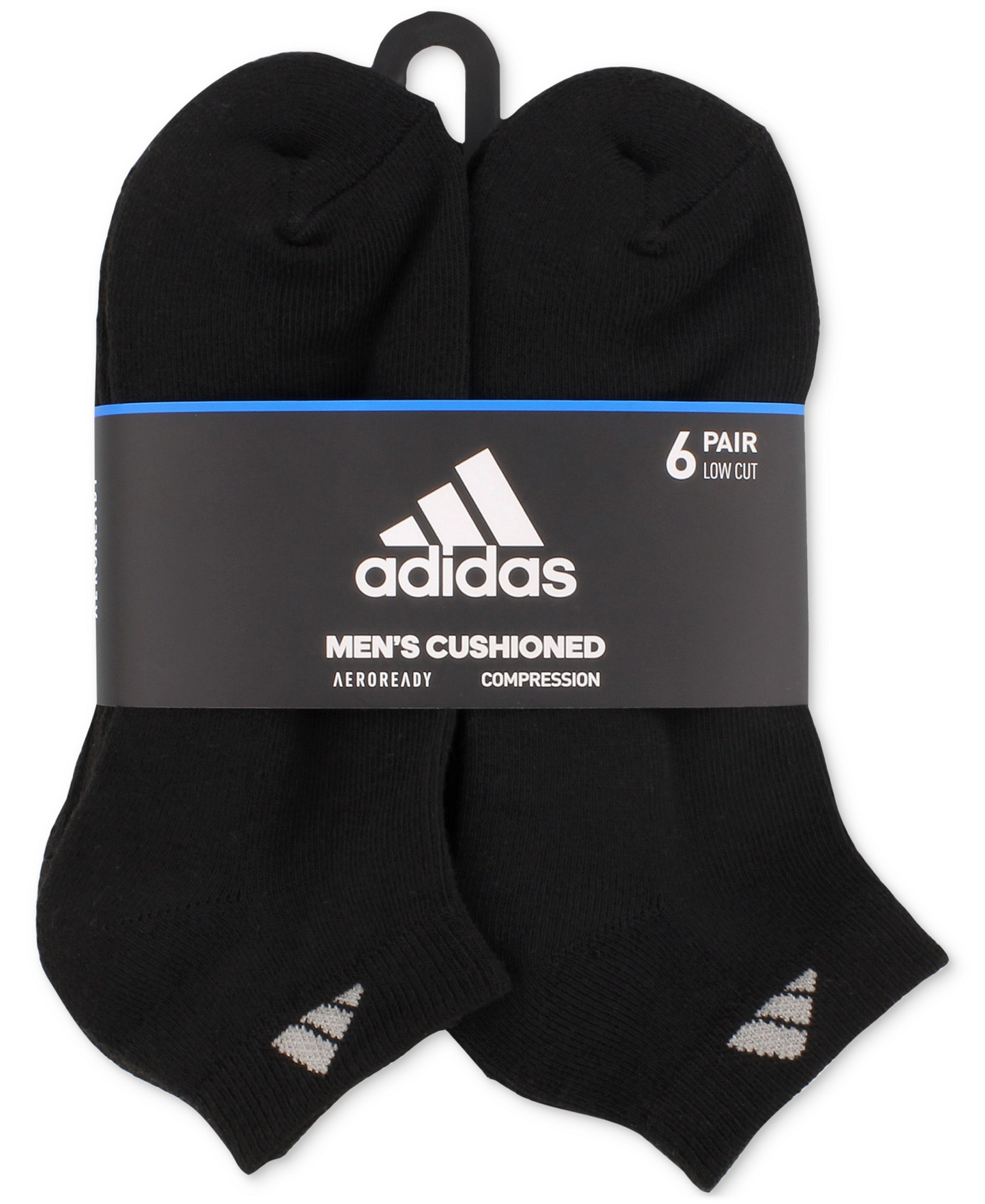 adidas Men's Cushioned Athletic 6-Pack Low Cut Socks - Black