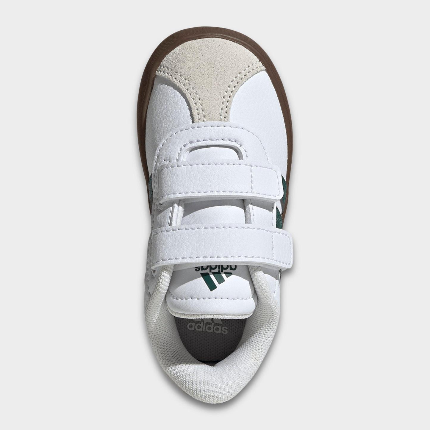 Kids' Toddler adidas VL Court 3.0 Hook-And-Loop Casual Shoes - Footwear White/Collegiate Green/Gum - Top view