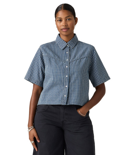 Levi's Premium Women's Logan Short-Sleeve Cropped-Fit Denim Shirt - Little Tiny Windows
