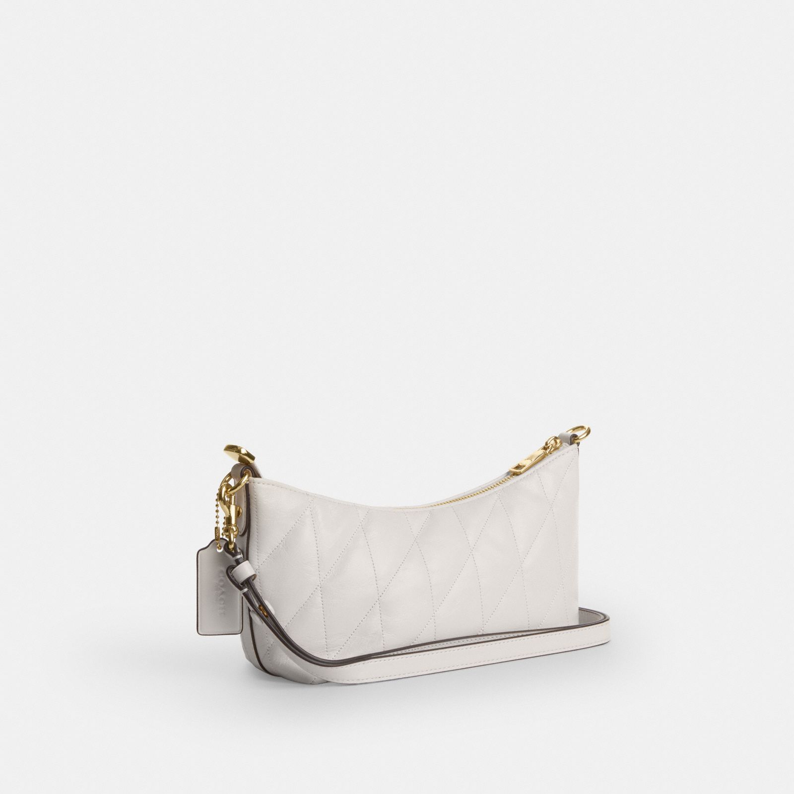 Caitlin Shoulder Bag With Quilting And Charm - Gold/Chalk - view 6
