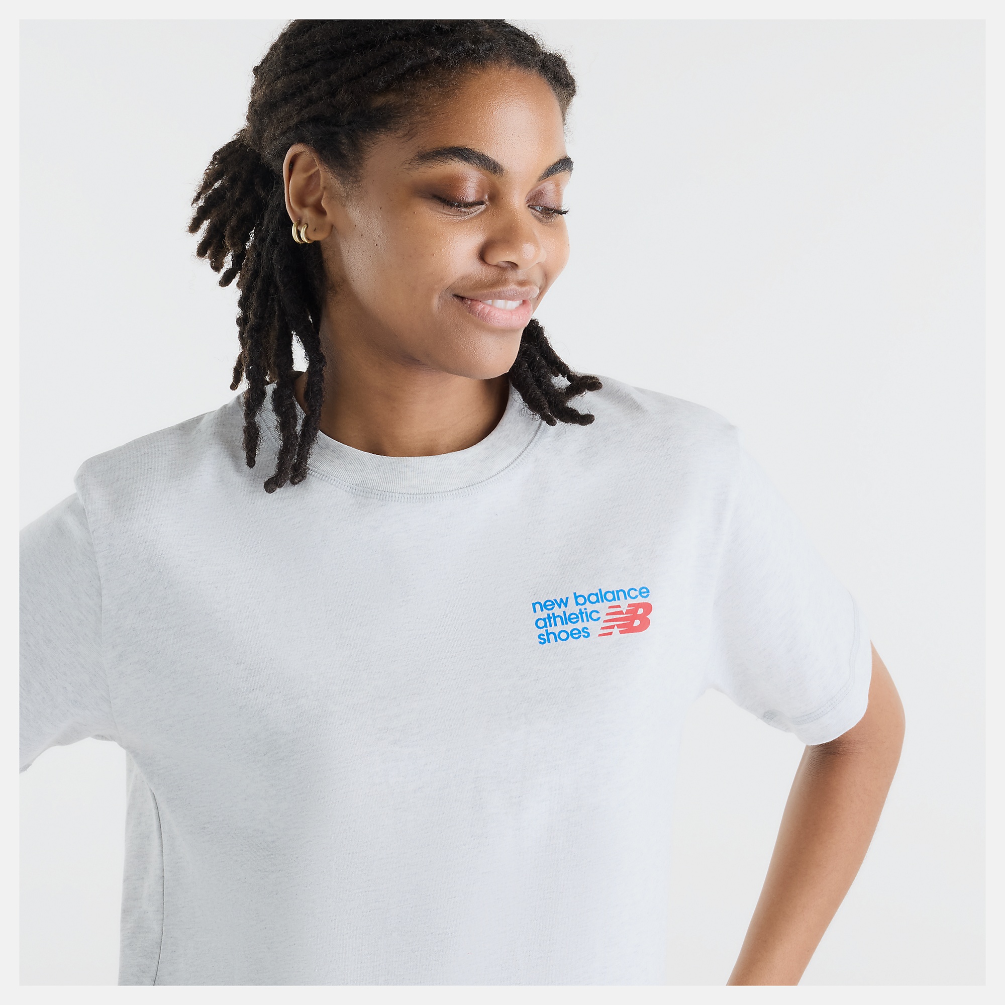 New Balance Athletics Premium Logo Hip Length Relaxed T-Shirt, WT62B7V2AHH