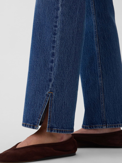 Mid Rise Relaxed Straight Jeans - Medium indigo