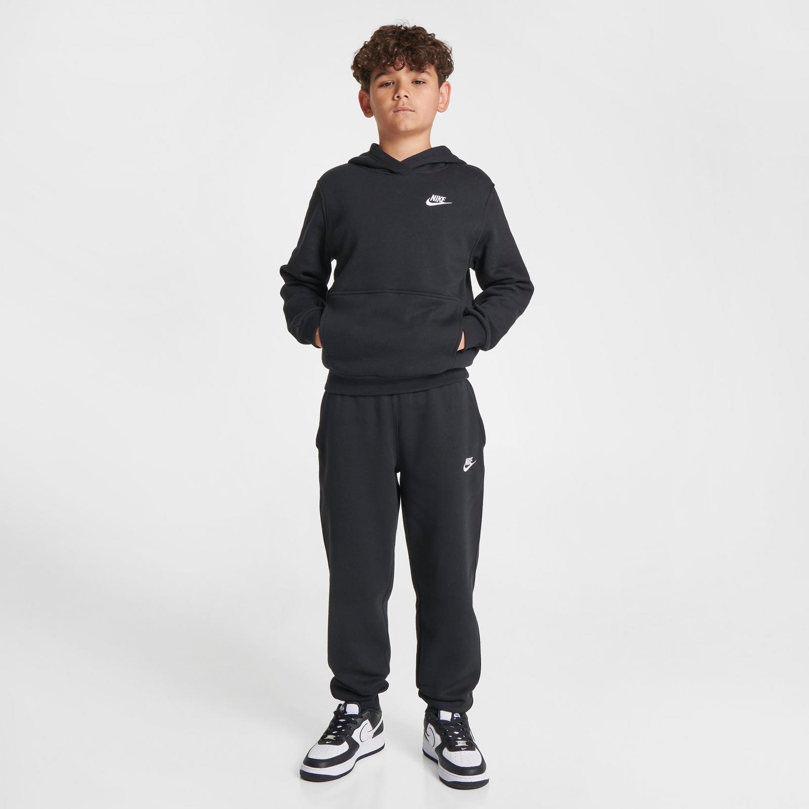 Big Kids' Nike Sportswear Club Fleece Pullover Hoodie - Black/White (FD3000B-010)