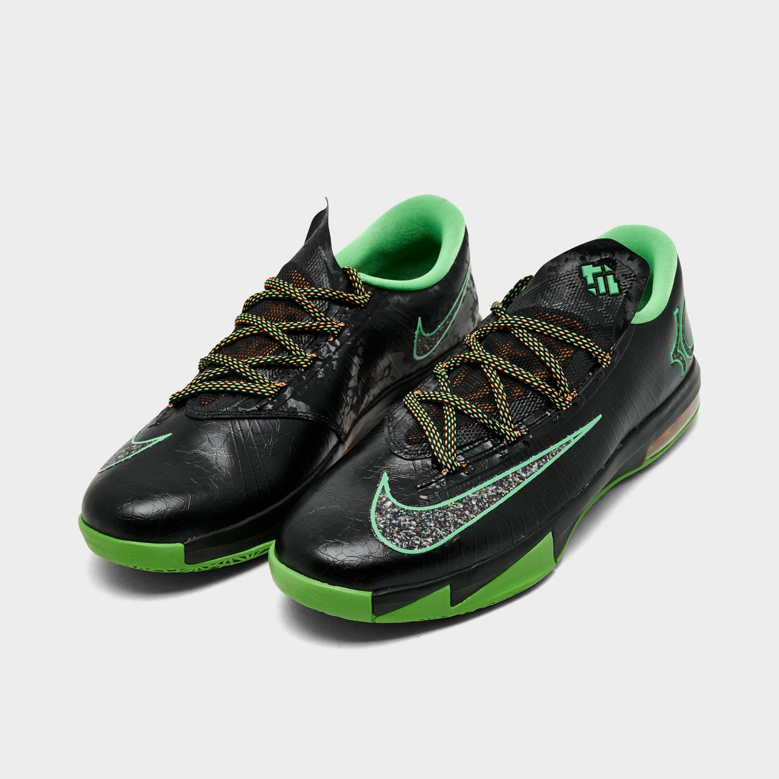 Big Kids' Nike KD 6 Basketball Shoes - Black/Multi-Color/Light Lucid Green