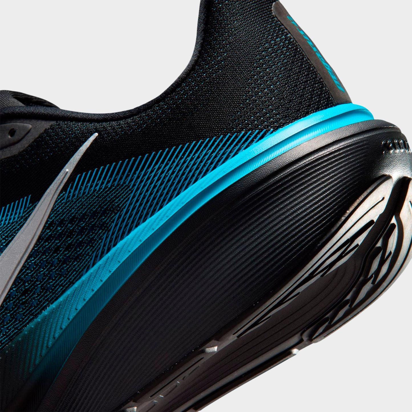 Men's Nithtke Pegasus 42 Running Shoes - Part 1 - Black/Metallic Silver/Light Current Blue - Detail shot