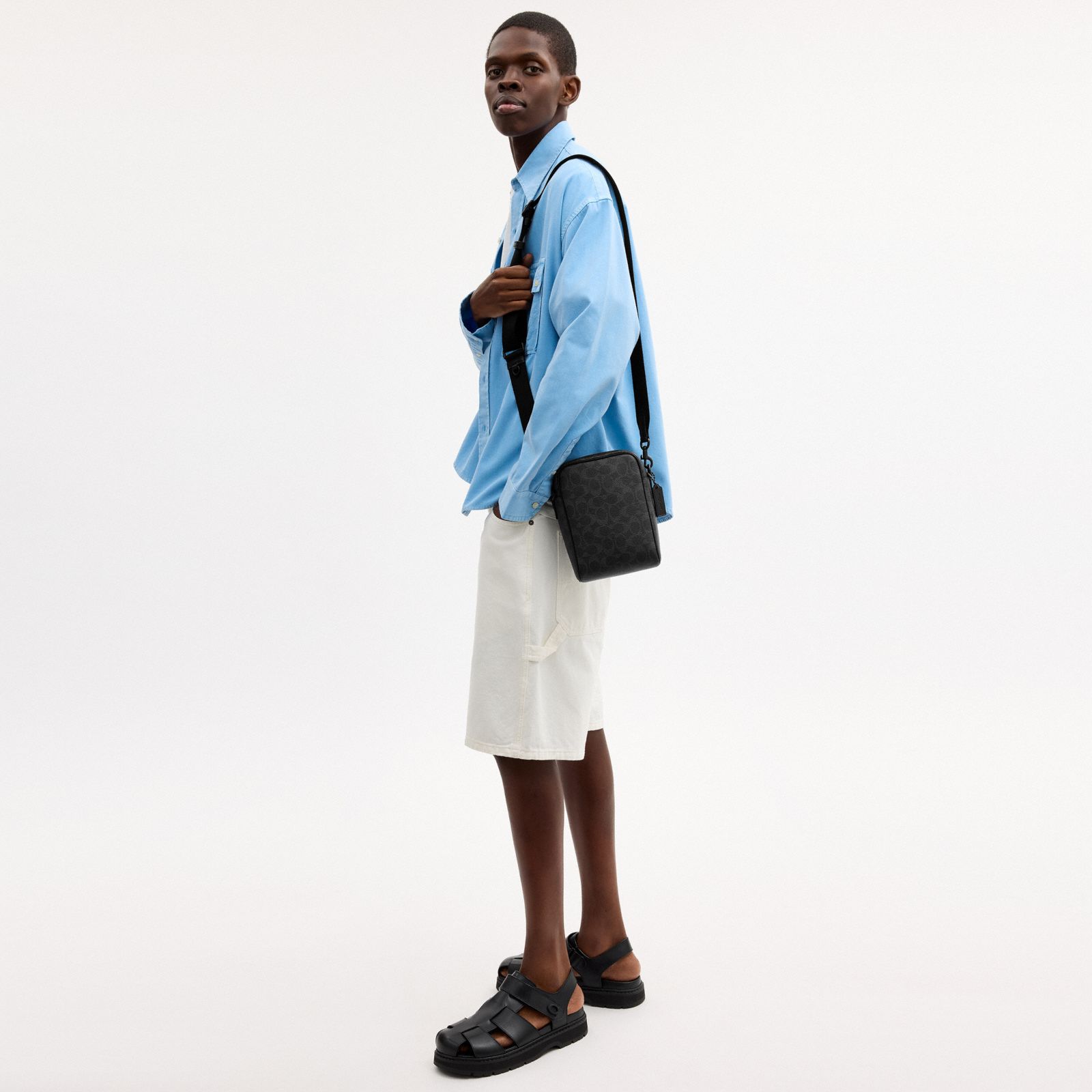 Tristan Crossbody Bag 14 In Signature Canvas - Matte Black/Black Signature - view 2